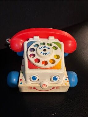Fisher-Price Vintage Pull-Along Chatter Telephone in Red, White & Blue